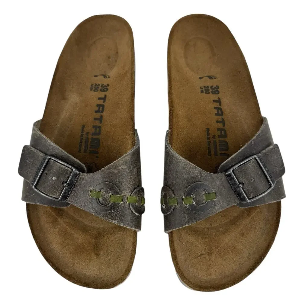 Tatami Birkenstock Womens Brown Slides Slip On Sandals Sz 39 8.5 Leather Sandal - Picture 2 of 10
